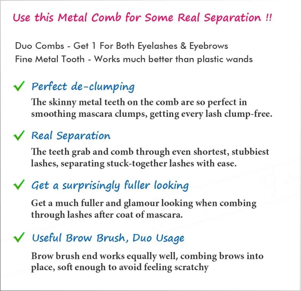 Роскошная двойная Металлическая Расческа для ресниц бровей косметики макияжа