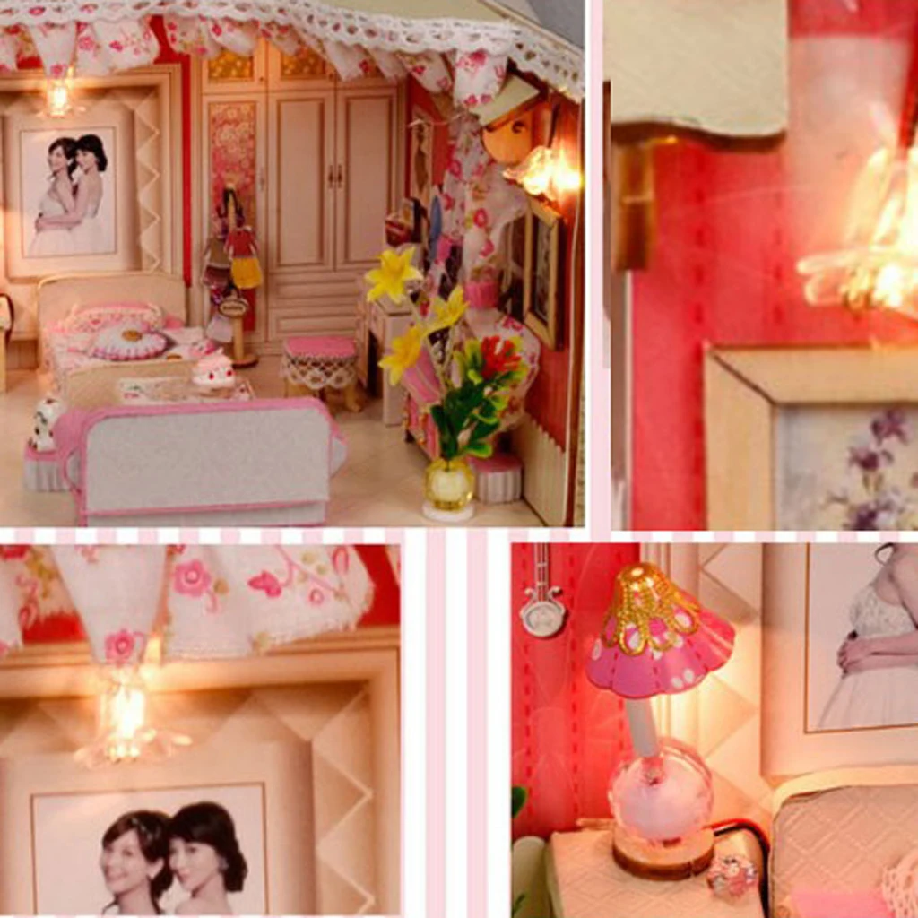 Милый деревянный кукольный домик сделай сам миниатюрная модель квартиры розовых