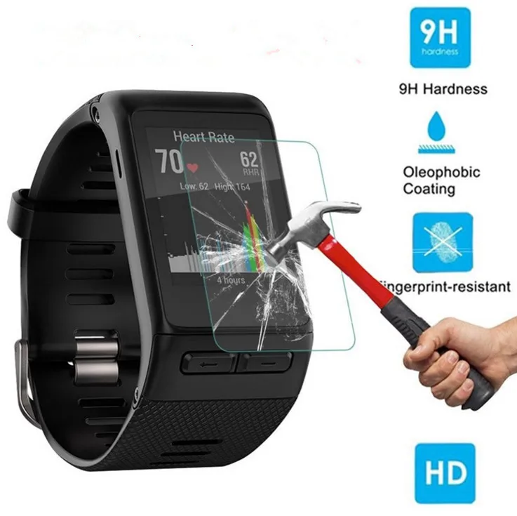 

ZycBeautiful Glass Protective Film Guard For Garmin Vivoactive HR Smart Watch Toughened Display Screen Protector Cover