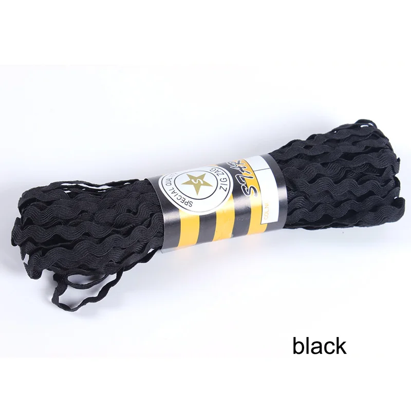 black 15 ярдовая разноцветная териленовая лента Ric Rac Zig Zag кружевная обрезная лента для лоскутного шитья, вечерние украшения, принадлежности для рукоделия, ширина 5 мм - Цвет: black