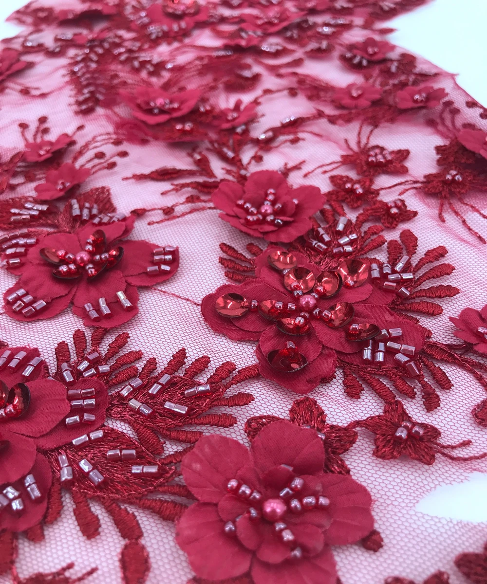 sew on bead rhinestones wine Three-dimensional flowers lace applique crystals trim patches 62*32cm for dress DIY accessories | Дом и сад
