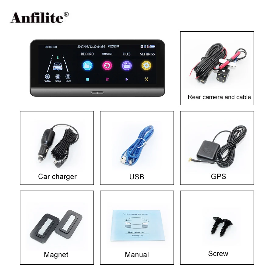 Anfilite 10 шт. Автомобильный видеорегистратор с функцией ночного видения двумя