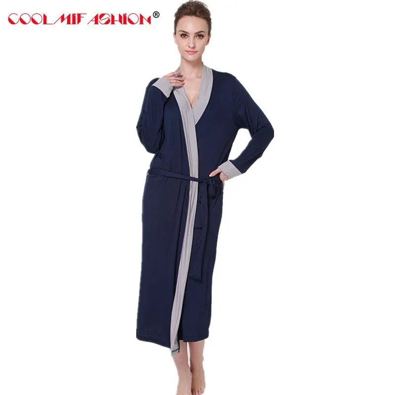CooLMiFashion женские халаты мягкое кимоно из хлопка темно синего цвета новый стиль