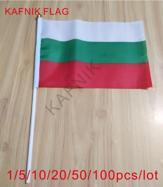 

KAFNIK ,10/20/50/100pcs 14*21cm Bulgaria National Flag Office/Activity/parade/Festival/Home Decoration 2018 New fashion