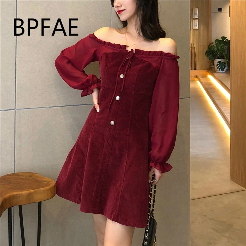 Женское винтажное мини платье с открытыми плечами шифоновое облегающее винного