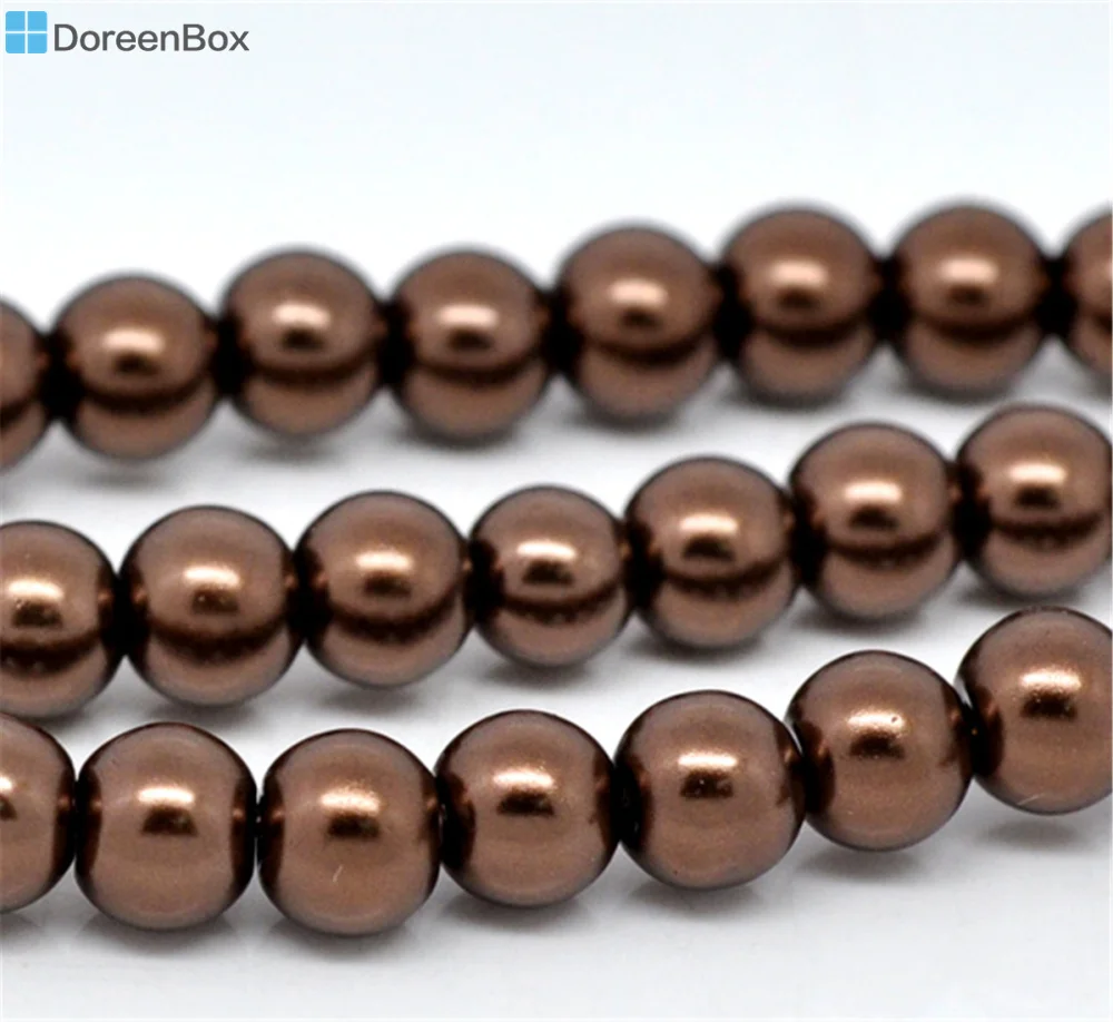 Doreen Box hot- 5 нитей кофе круглый стеклянный жемчуг 6 мм бусины 32 дюйма (B11373) |