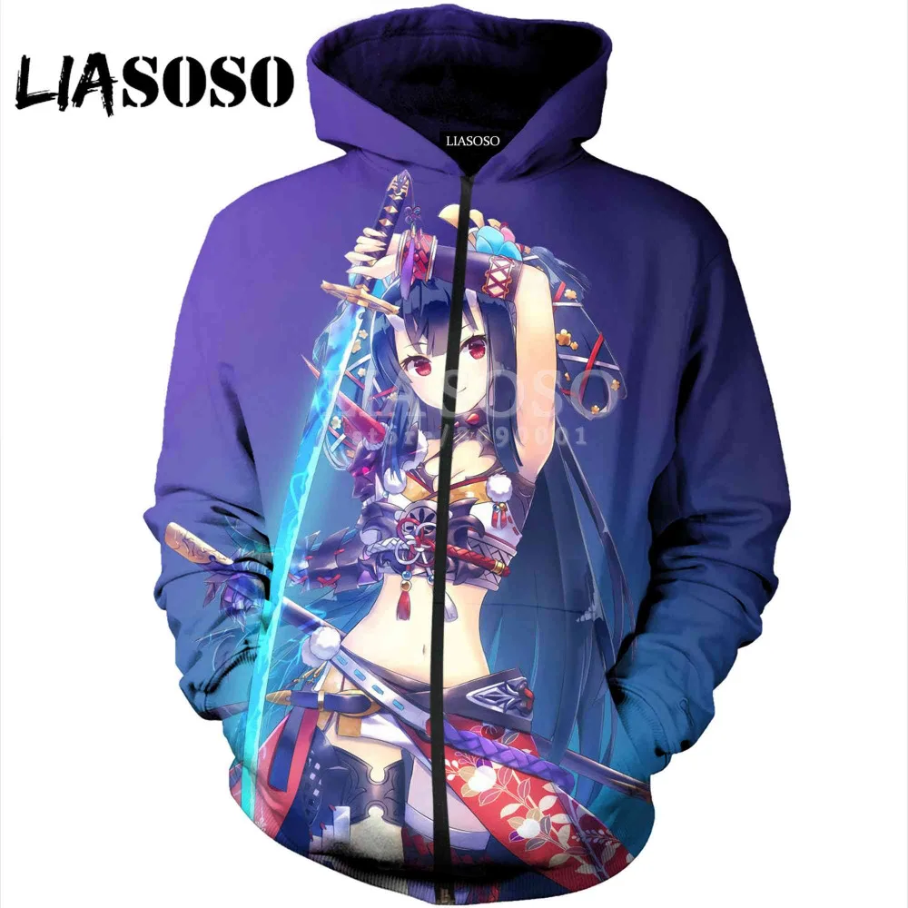 LIASOSO новинка 2018 женские и мужские толстовки с капюшоном 3D принтом аниме
