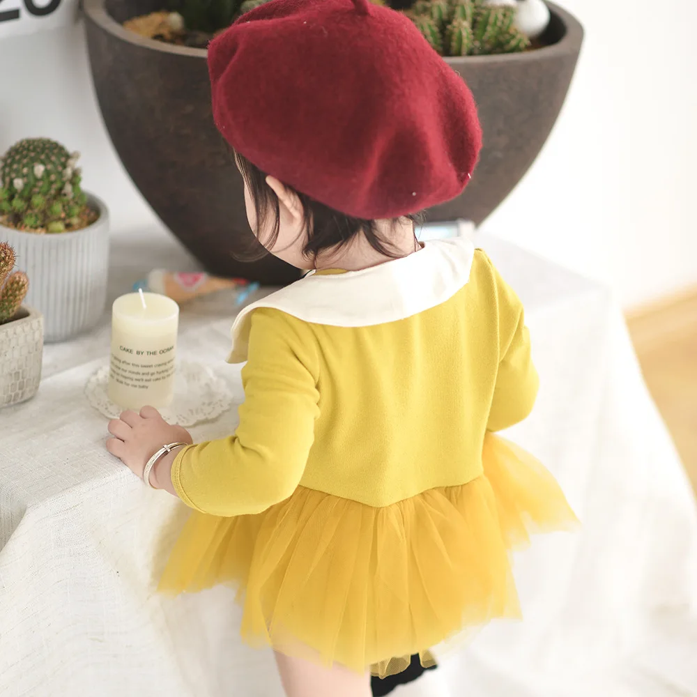 Девочка Весна Осенний комбинезон с длинными рукавами хлопок милый маленький