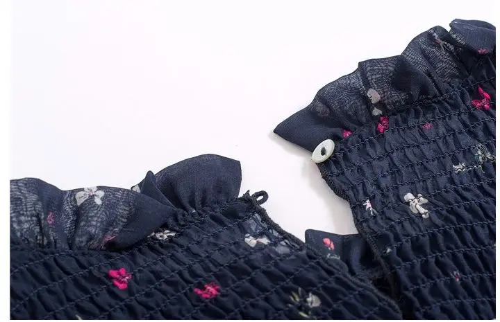 Женская шифоновая блуза с цветочным принтом летняя Тонкая блузка высоким