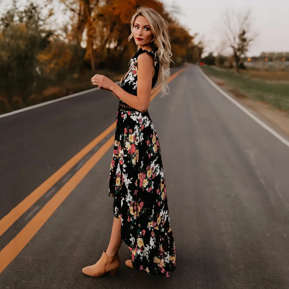 Простой кружева спинки с бантом длинное платье Для женщин v шеи галстук до летнее