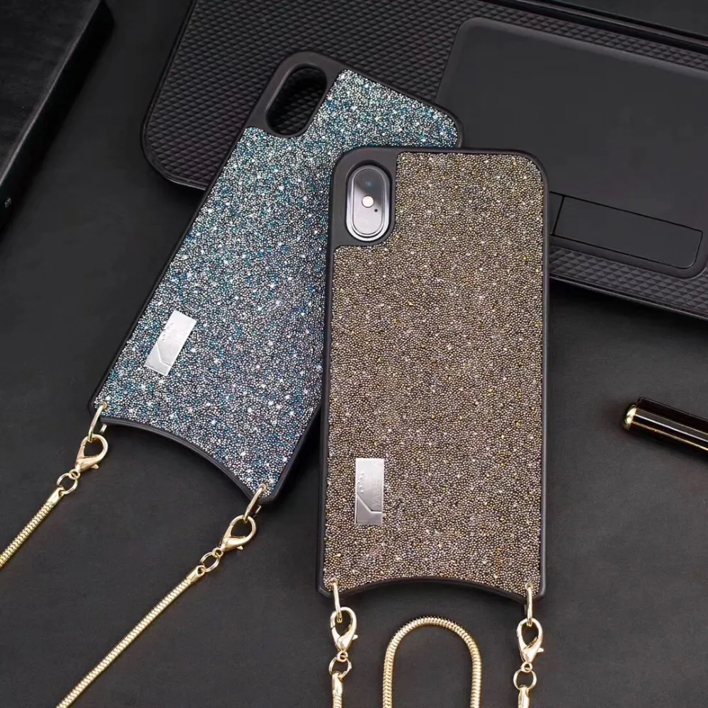 Высококачественный Роскошный чехол для мобильного телефона с цепочкой iPhone XS Max XR