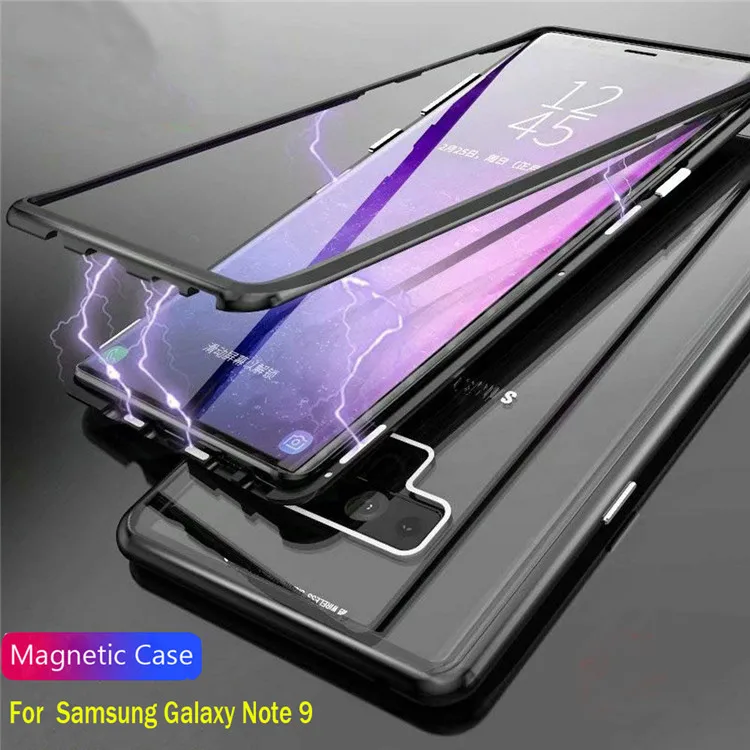 Прозрачный Магнитный Флип-кейс из закаленного стекла для samsung S9 S8 Plus S7 Edge Note8 9 Алюминиевый металлический адсорбционный телефон Аксессуары