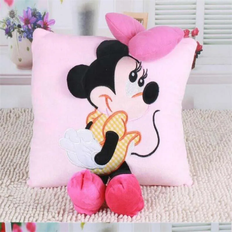 1 шт. 35 см 3D Микки Маус и Минни Маус плюшевая подушка Kawaii Микки и Минни мягкие Подарки для девочек/детей