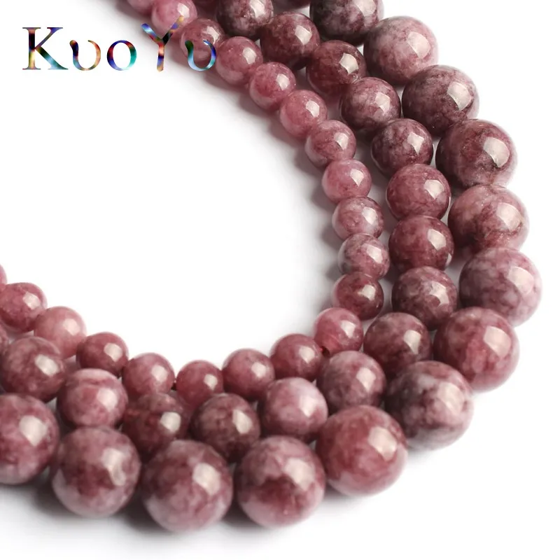 Натуральный камень Бусины Lepidolite круглые свободные драгоценные камни бусины для самостоятельного изготовления ювелирных изделий Шарм браслет ожерелье 4 6 8 10 12 мм 15''