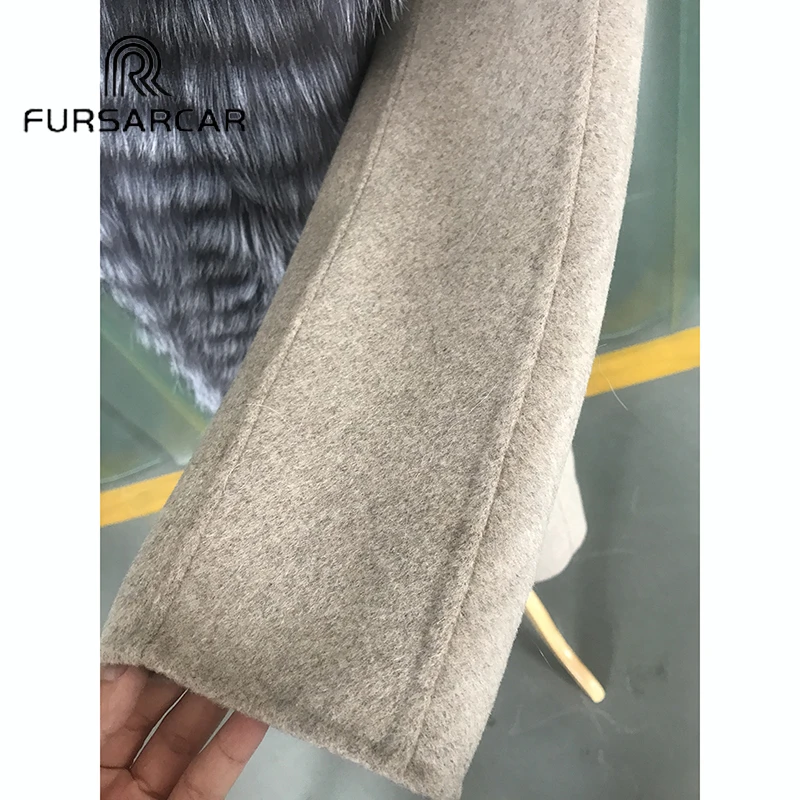 Женское меховое пальто FURSARCAR роскошное зимнее из овечьей шкуры с воротником