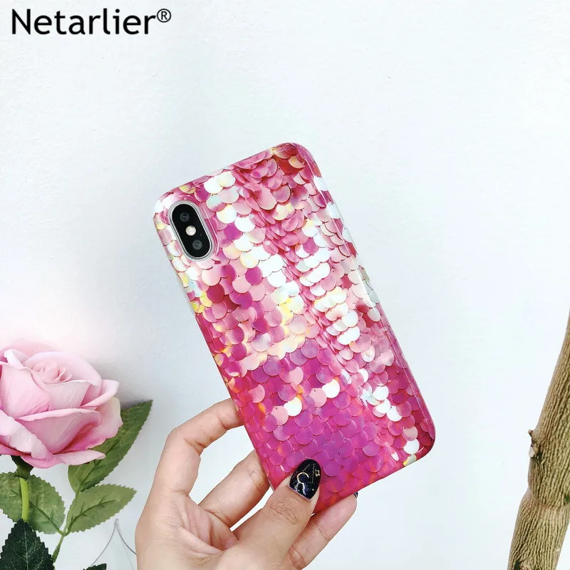 Новый роскошный чехол Netarlier для IPhone X ярко-розовый блестящий яркий Модный