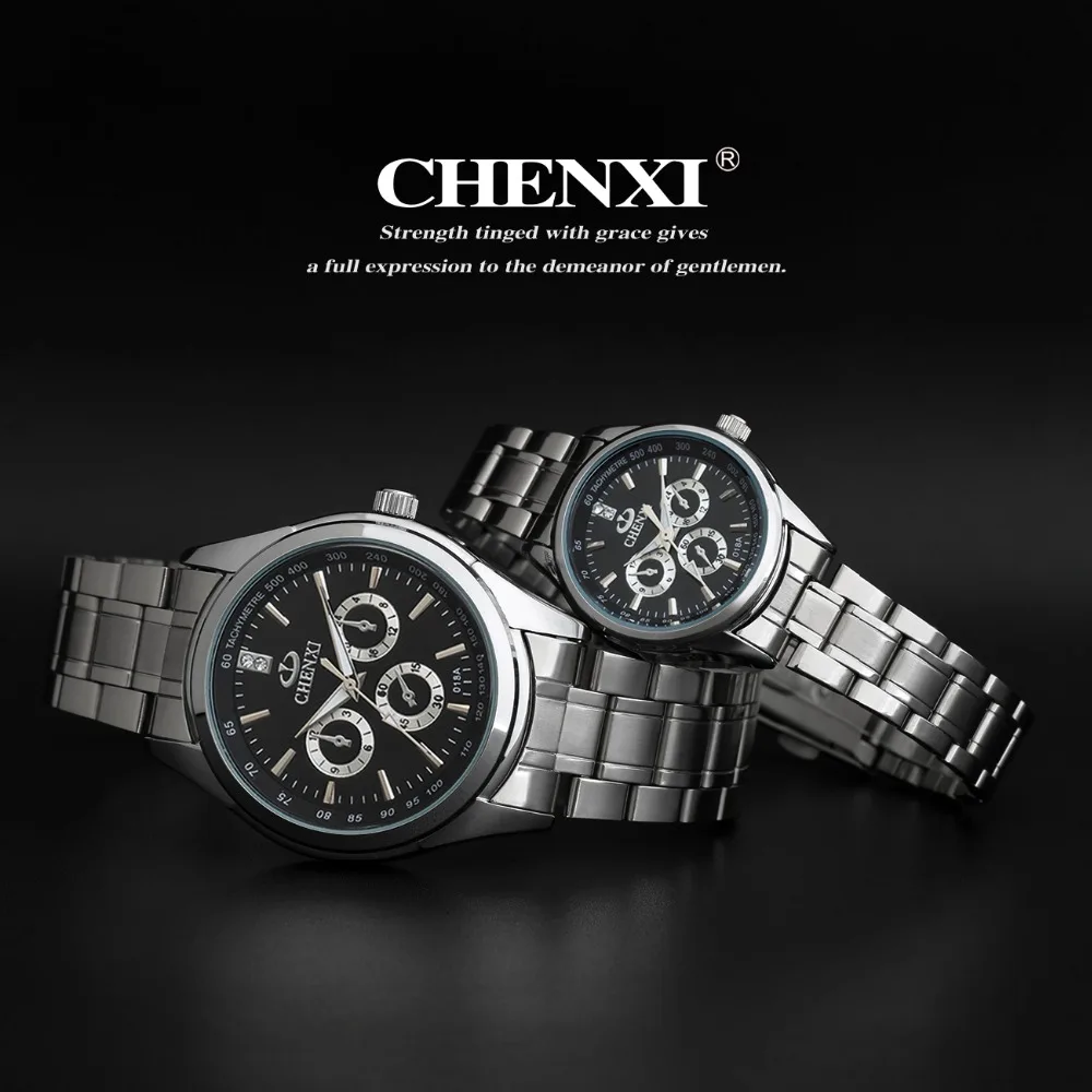 Фото Chenxi бренд 2017 новые роскошные кварцевые часы из нержавеющей стали для мужчин и
