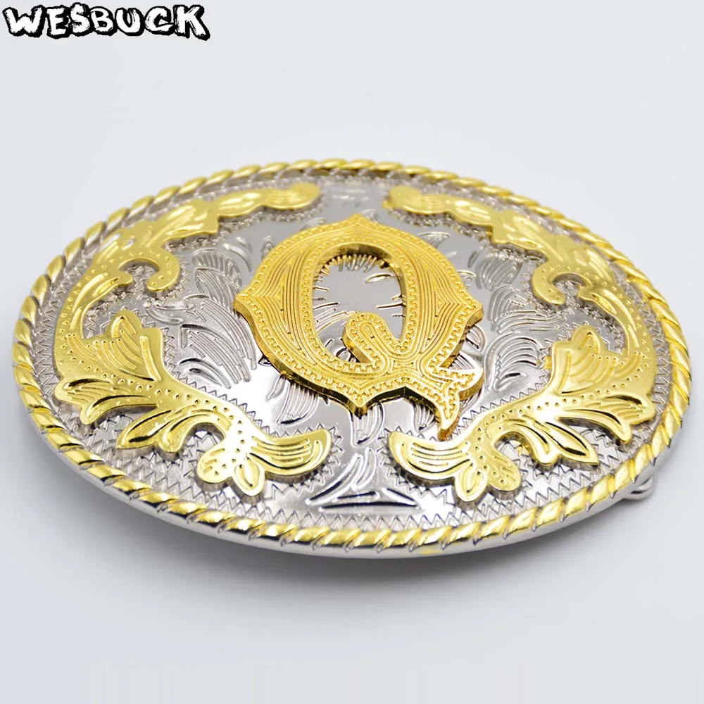 WesBuck брендовая кружевная Золотая Буква Q ковбойская пряжка для ремня с