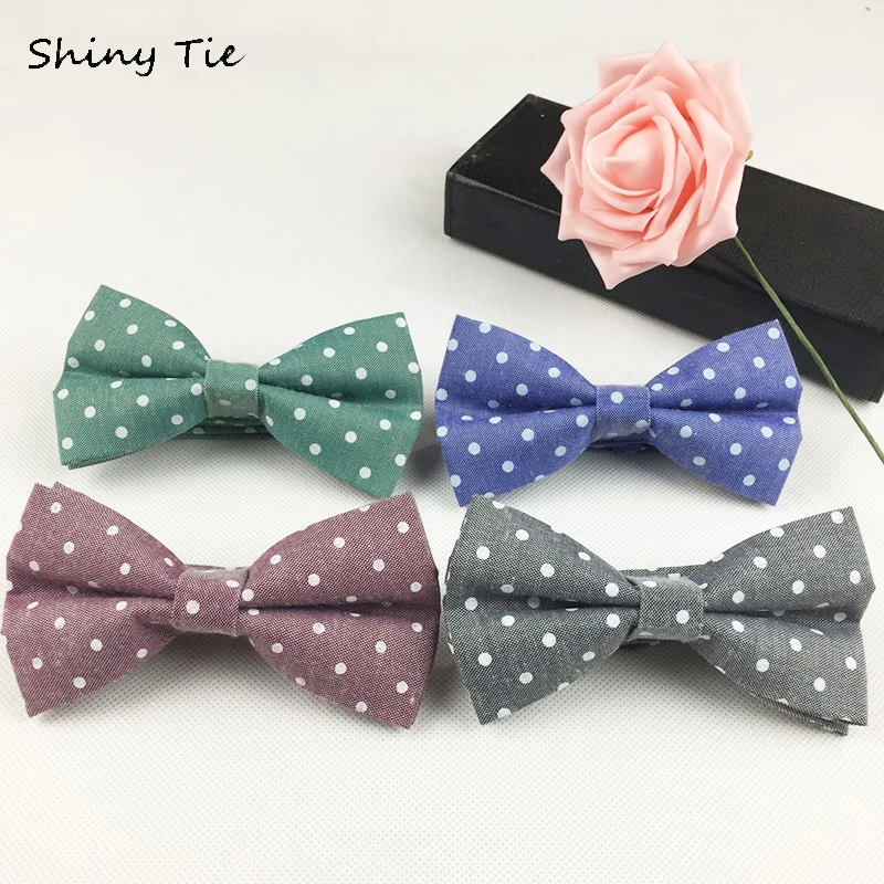 Новые модные хлопковые льняные галстуки бабочки в белый горошек однотонные