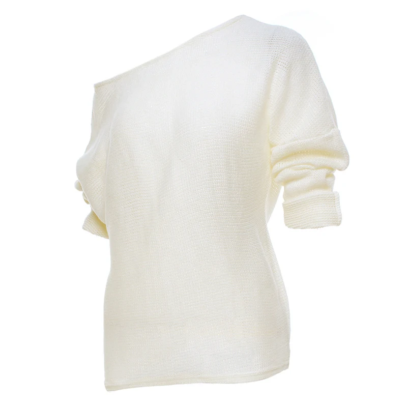 Модный Повседневный пуловер с открытыми плечами и рукавами летучая мышь размера