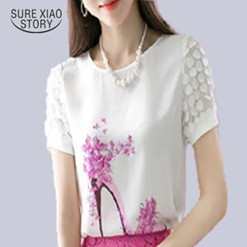 2019 Новая Летняя женская модная элегантная блуза с бриллиантами рубашки плюс