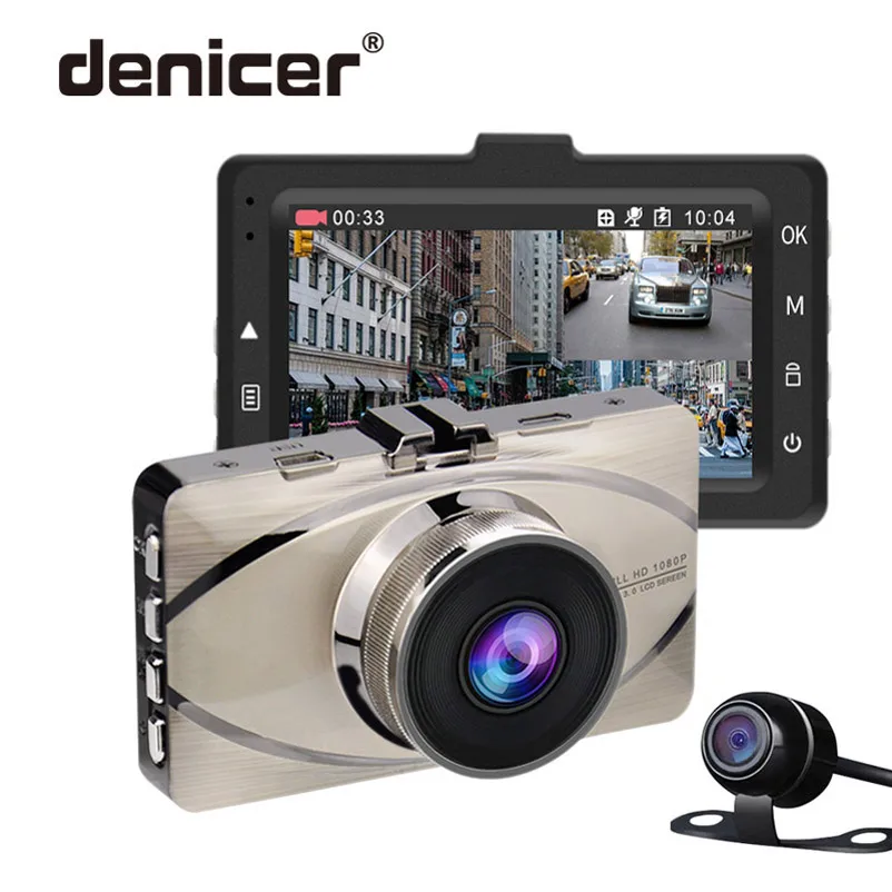 Denicer Car Dash Cam зеркало с двумя объективами заднего вида Dvr 3 0 ''Авто рекордер видео