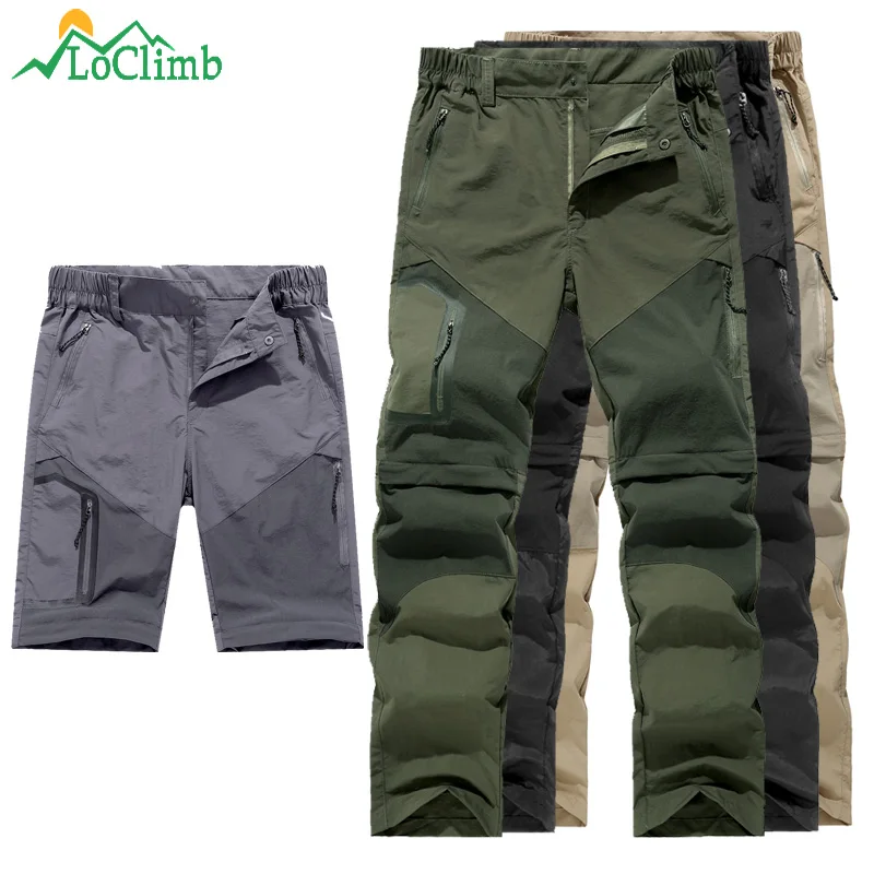 

LoClimb Outdoor Hiking Pants For Men Summer Removable Men's Trousers Mountain Climbing/Trekking/Fishing Waterproof Pants AM395