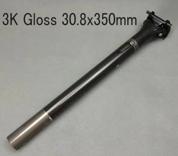 3K Gloss 30.8x350mm Полностью карбоновый Подседельный штырь для горного велосипеда подседельный штырь трубки MTB дорожный велосипед горный велосипед Подседельный штырь 27,2/30,8/31,6*400/400 мм Труба из углеродистого волокна 3 K/UD части велосипеда TOSEEK - Цвет: 3K Gloss 30.8x350mm