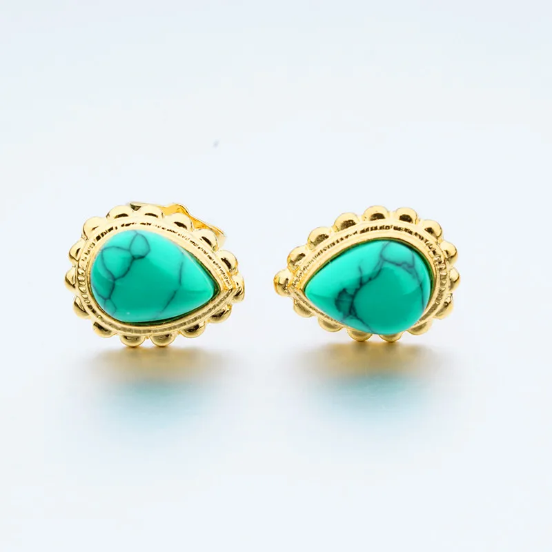 Vietnam Sand Gold jewelry Gem Stone Water Drop-shaped Pins Earrings Women Accessories Wholesale | Украшения и аксессуары
