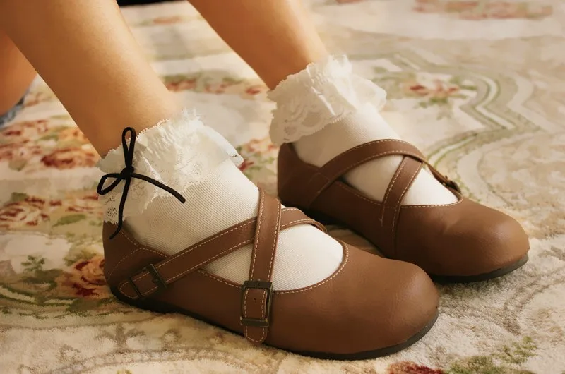 Лидер продаж красивые женские винтажные кружевные носки с рюшами и по щиколотку