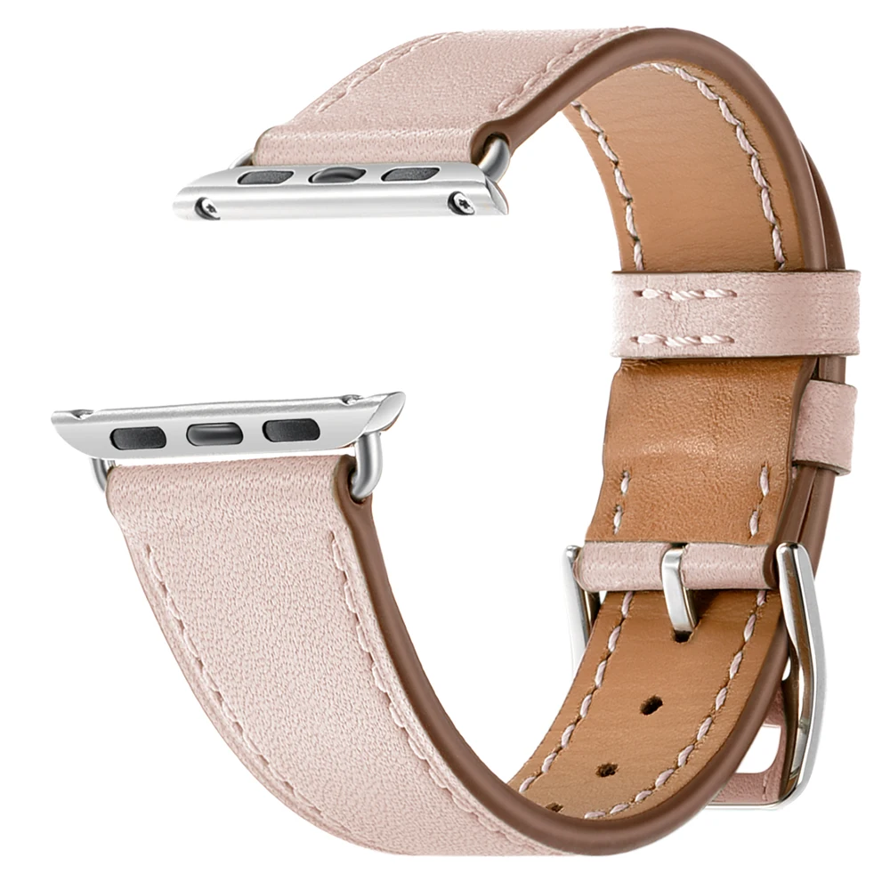 Элегантный розовый мятный зеленый один тур ремешок для Apple Watch Band из натуральной кожи серии 1 2 3 4 38 мм 40 мм 42 мм 44 мм браслет ремешок