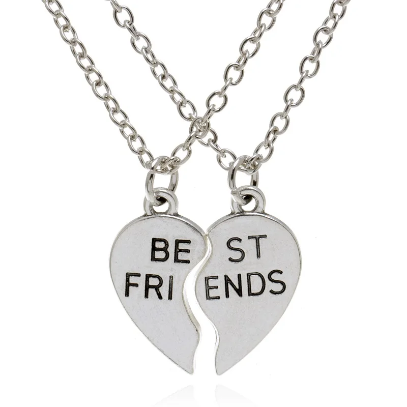 XL030 Модный комплект одежды из 2 шт./компл. сломанной кулон сердце Best Friends Forever Цепочки и ожерелья Лучшие Друзья Девушки Пару большой младшей сестры Цепочки и ожерелья - Окраска металла: XL030