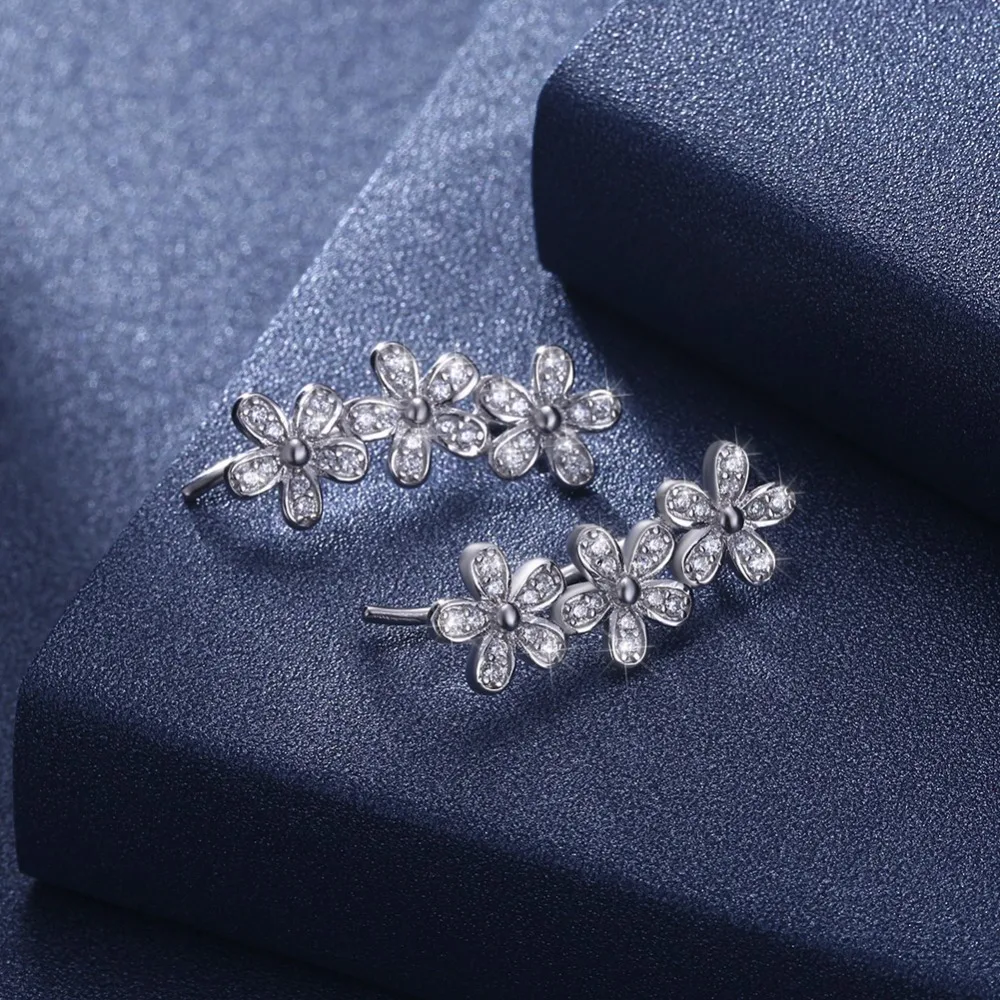 Серьги из серебра 925 для женщин, украшение с фианитом, Новое поступление, милый цветок, романтический подарок(Jewelora EA102984