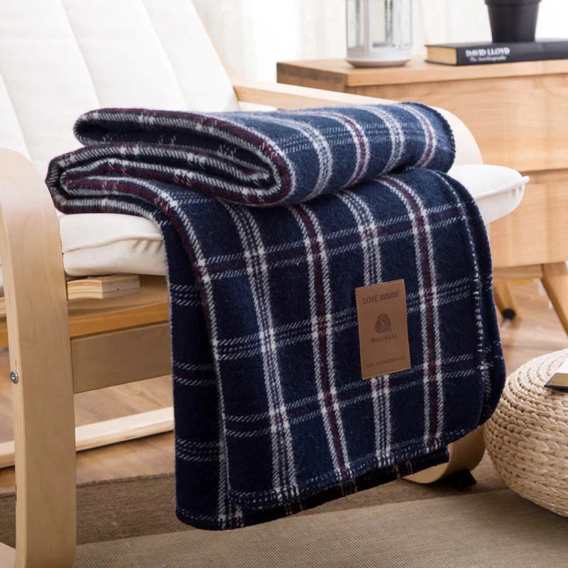 

Autumn Winter High Quality 100%Wool throw blanket Plaid Japan Style home textile thick sofa car decorative bedding single throws