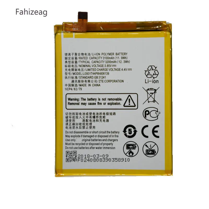 Fahizeag 3200 мАч Li3931T44P8h806139 батарея Запчасти для ZTE Nubia|Аккумуляторы мобильных
