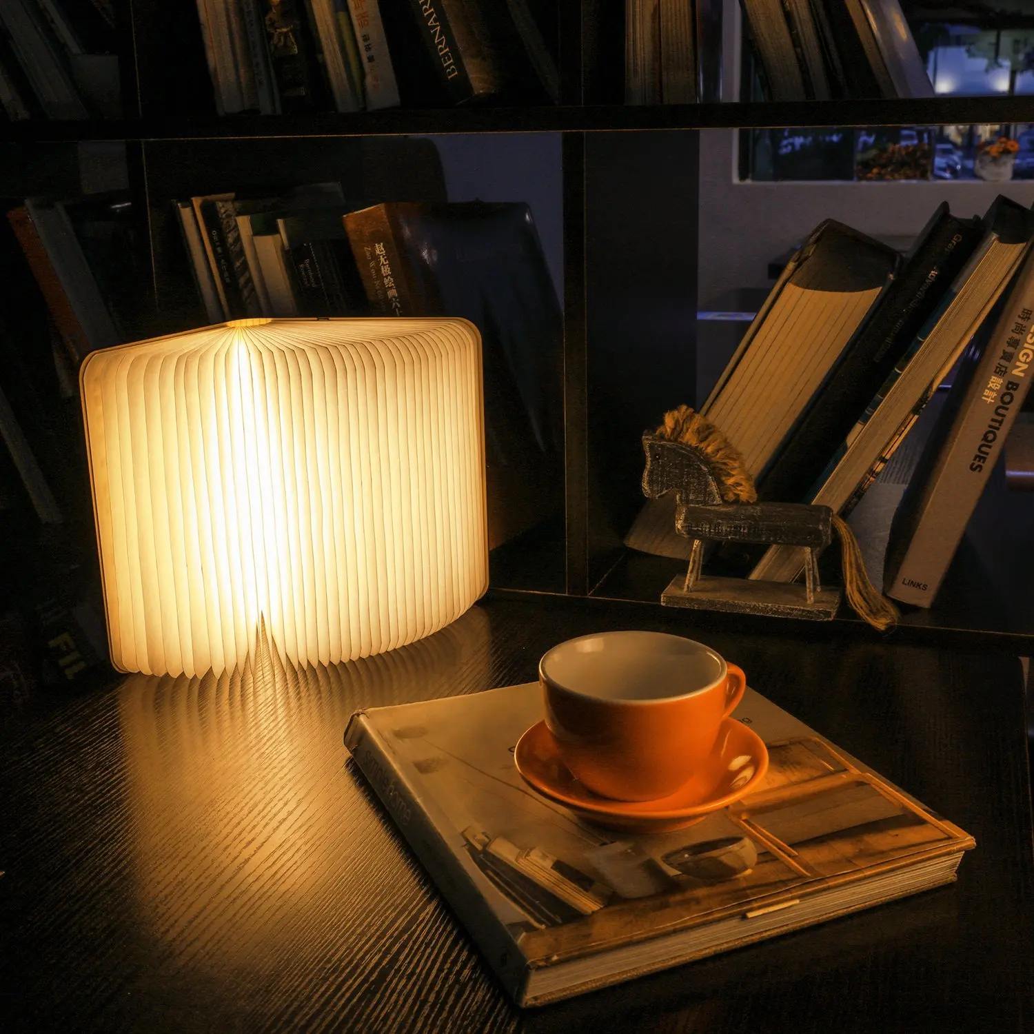 Деревянный складной светильник в форме книги USB перезаряжаемая настольная лампа