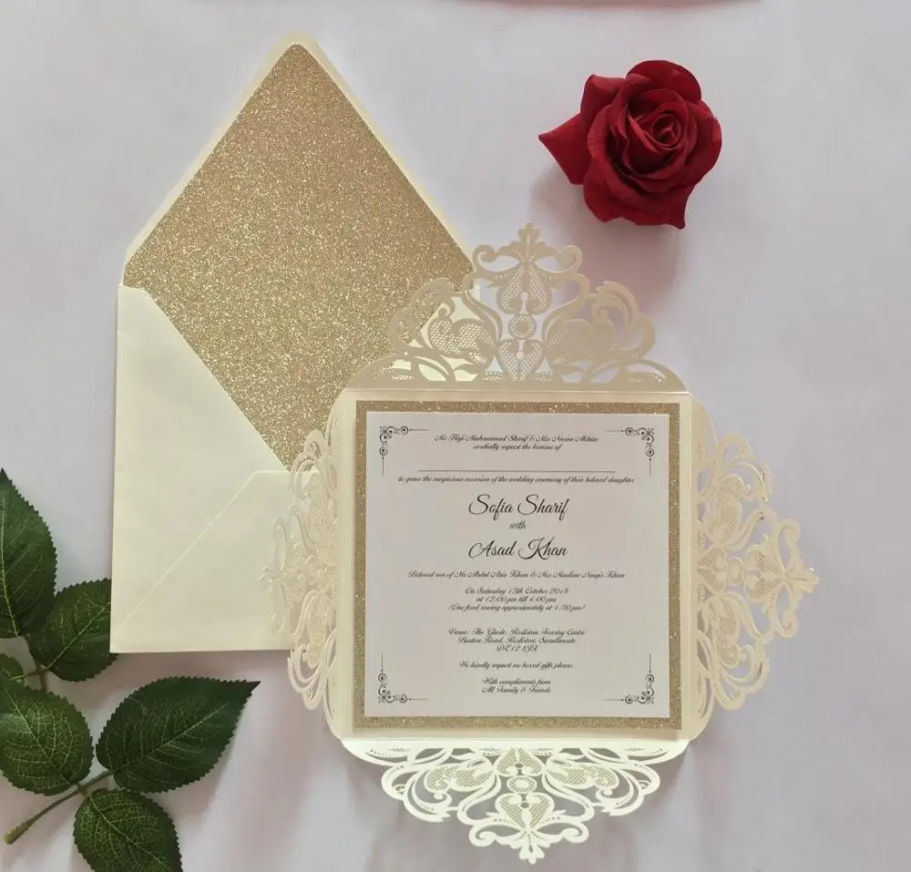 Лазерная резка под заказ кружева приглашение на празднование свадьбы карты с