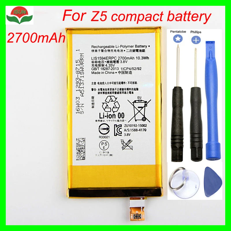 ISUNOO мобильный телефон аккумулятор для Sony Z5 compact Z5C mini E5823 2700 мАч LIS1594ERPC замена