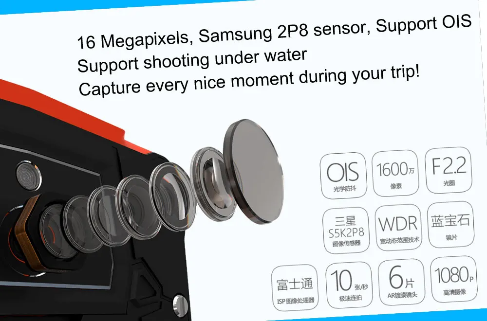 Прочный IP68 Телефон водонепроницаемый ударопрочный " AMOLED экран SANTIN# Armor Plus 16G Octa Core 4G LTE Android сотовый телефон смартфон