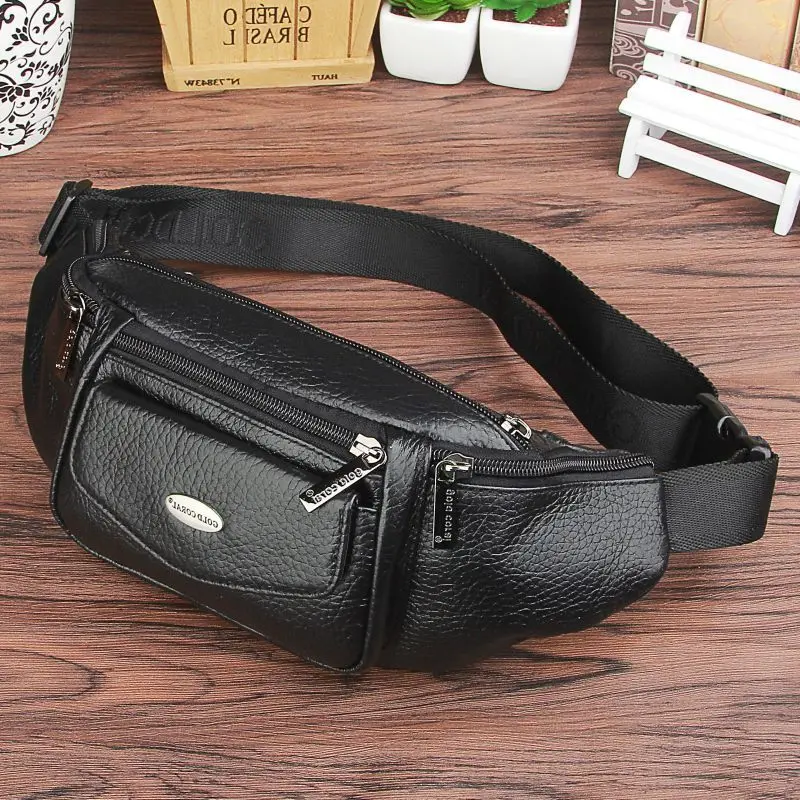 

GOLD CORAL Genuine Leather Waist Packs Fanny Pack Belt Bag Phone Pouch Bags Travel Waist Bag Male Small Waist Pack Leather Pouch