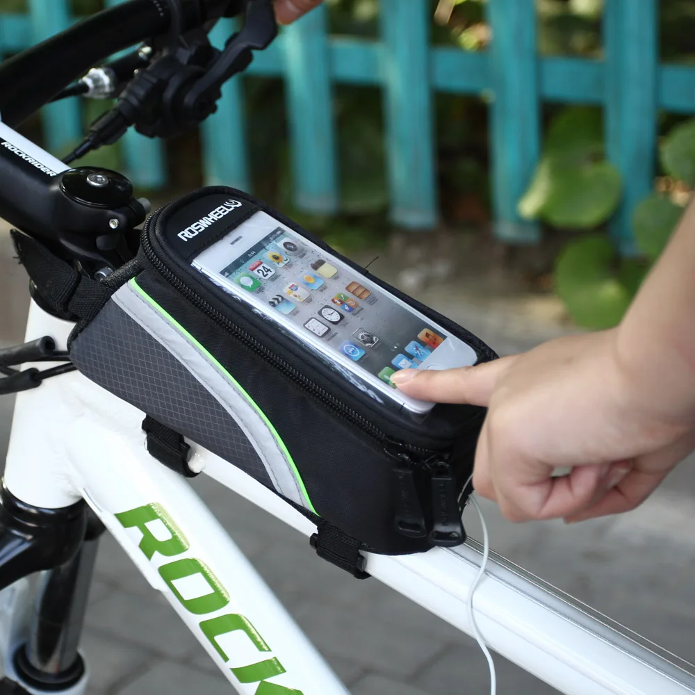 Телефона спереди трубки Велосипедный Спорт сумка Рамки седло Вышивка Крестом