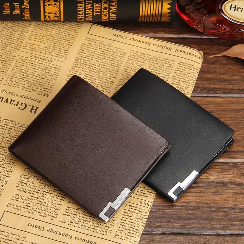 Модные новые мужские кошельки из качественной искусственной кожи короткий