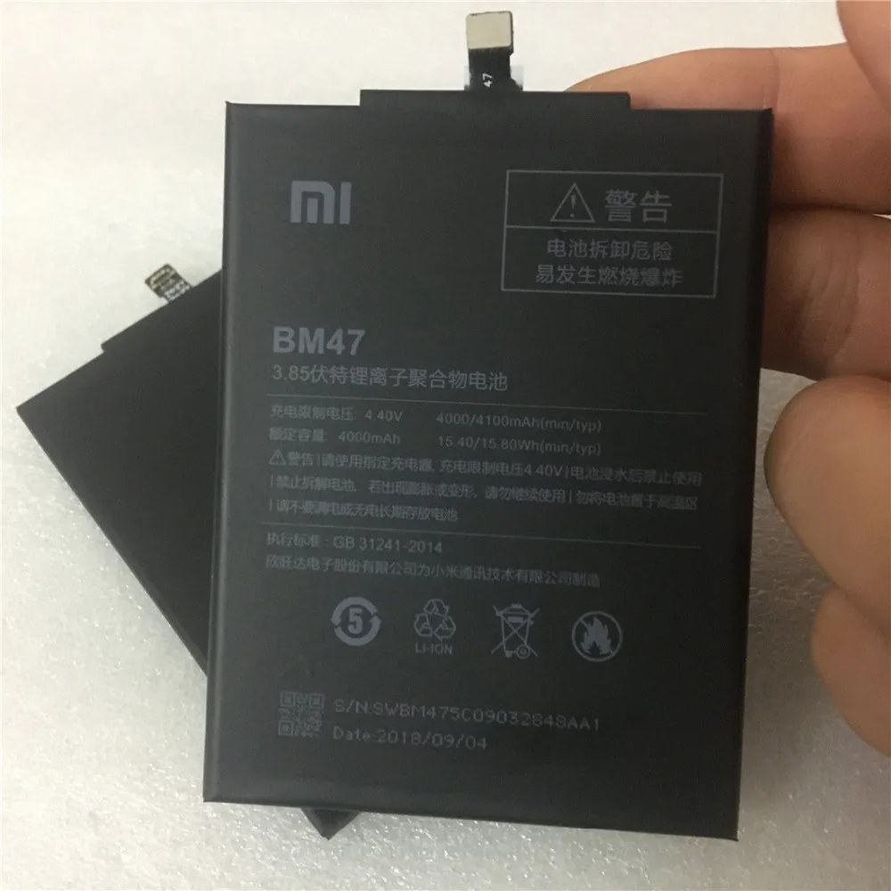 Для Xiaomi Redmi 3 S батарея BM47 высокое качество большая емкость 4000 мАч Замена для 3X Hongmi