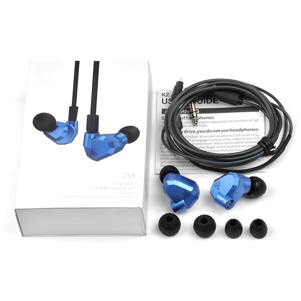 Гибридные наушники вкладыши KZ ZS5 2DD + 2BA Hi Fi DJ мониторы для бега спорта AS10 ZS6