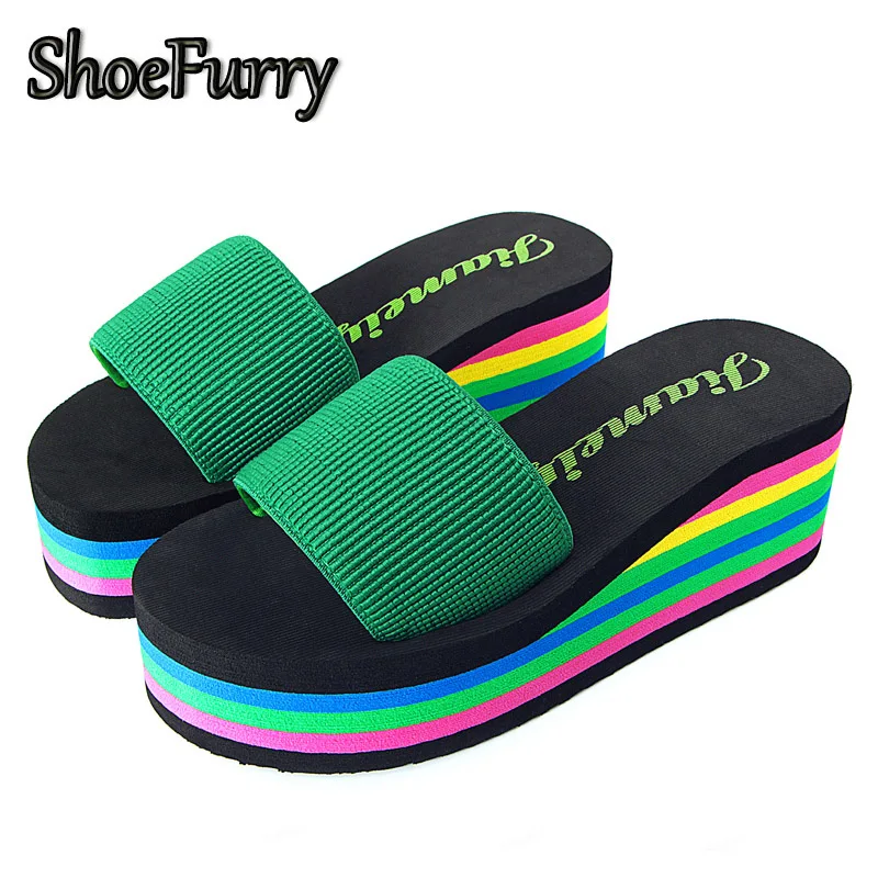 

ShoeFurry Woman Slippers Summer Platform Sandals Beach Slides Flip Flops Wedges Shoes For Women High Heels Sandals Bath Slippers