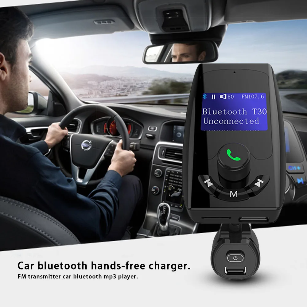 AOSHIKE Bluetooth автомобильный комплект громкой связи fm-передатчик AUX воспроизведение 5