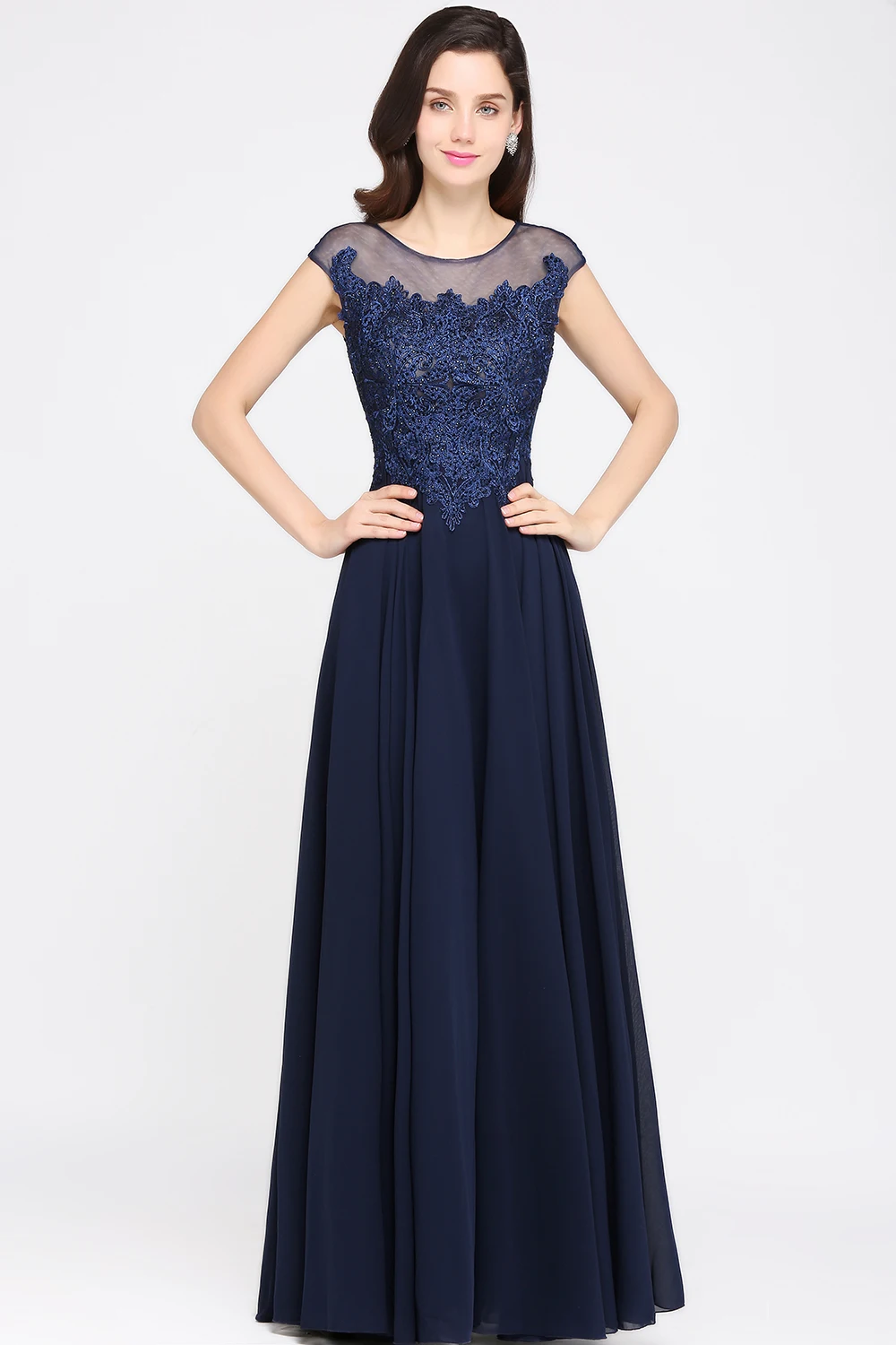 Vestido de Festa Longo In Stock Chiffon Appliques Long Evening Dresses Cheap Party Robe De Soiree Longue | Свадьбы и торжества