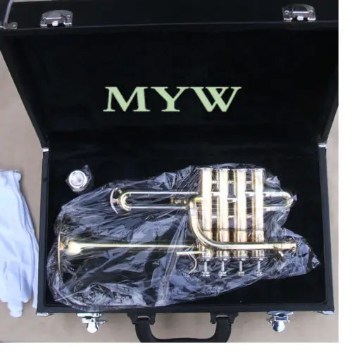 Пикколо-труба наряд золотой лак 4 поршни клапаны медно-никелевая Труба жесткий