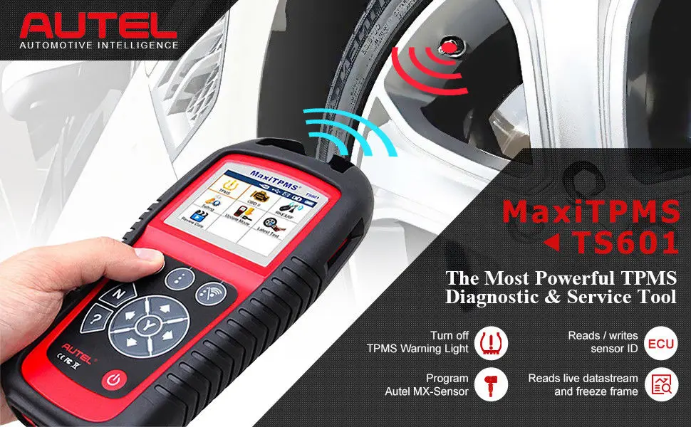 AUTEL TS601 MaxiTPMS инструмент OBD2 сканер считыватель кода датчик переобучения сброс автомобильной активации ECU перепрограммирование диагностический инструмент