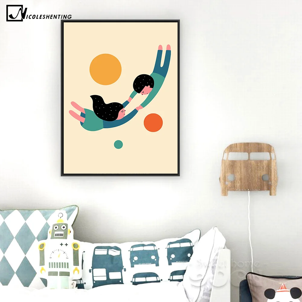 Nordic Art Cartoon Animal Poster Elephant Bear Wolf Minimalist Canvas Painting Nursery Wall Picture Kids Baby Room Decoration|canvas painting|wall